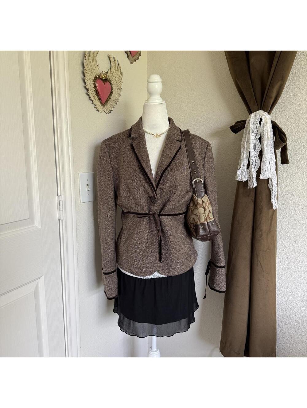 Coquette Preppy Casual Corner Bow Detail Blazer